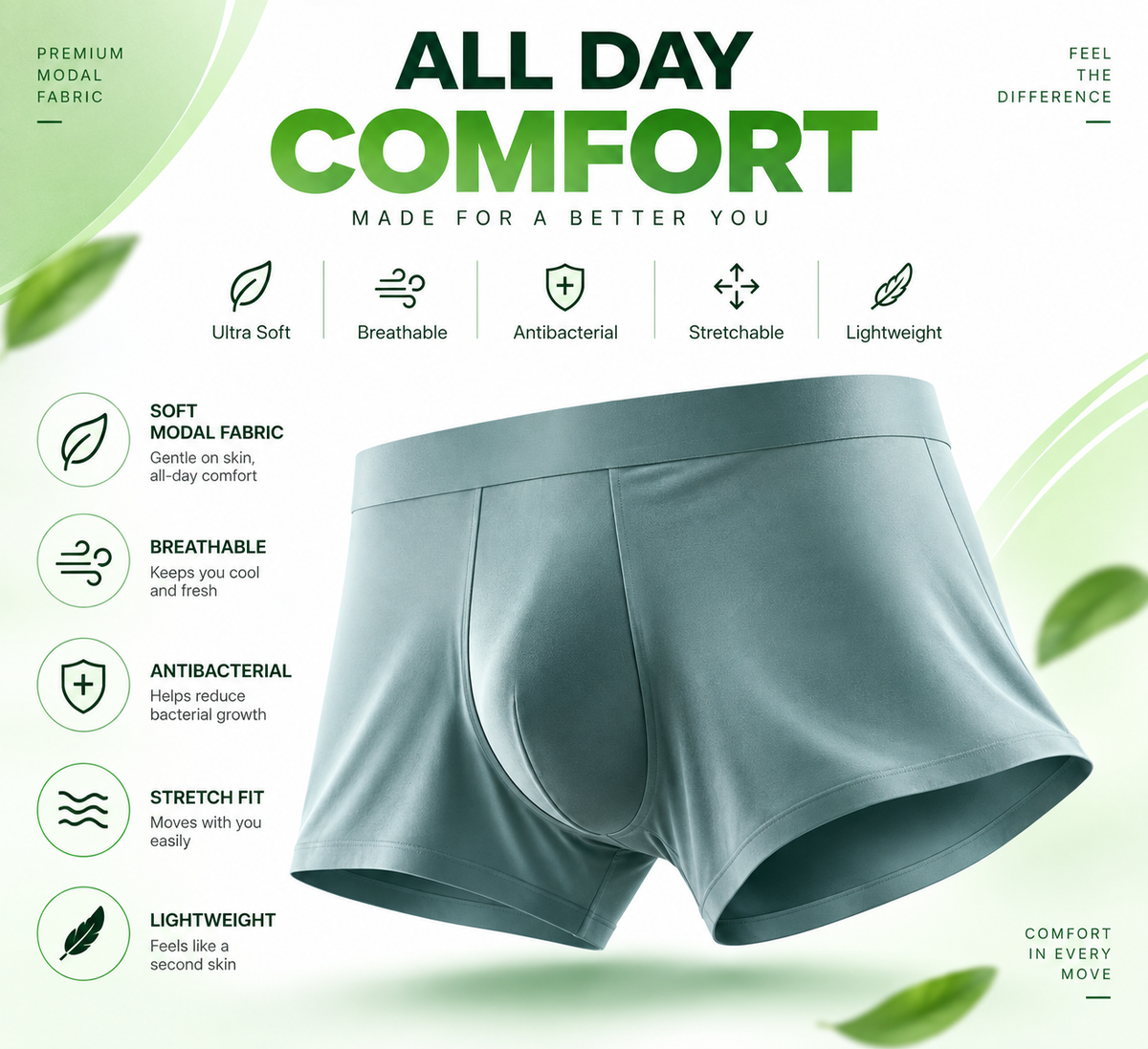 Men's Stretchable Ice Silk Underwear – Buy 1 Get 1 Free